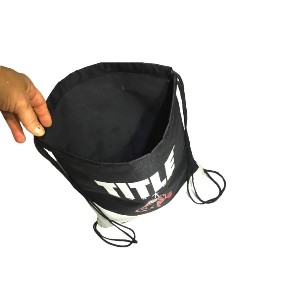 title Boxing Gym Sack Backpack Pack Bag - Black, C